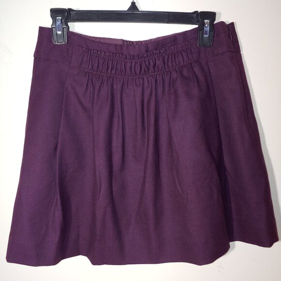 J.Crew Wool Blend  A-Line Pleated Mini Skirt Size 4 Deep Purple - Picture 1 of 5